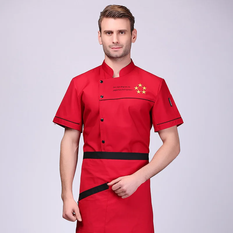 

chef's short-sleeved summer black Chinese style clothes after catering kitchen clothes men and women breathe freely