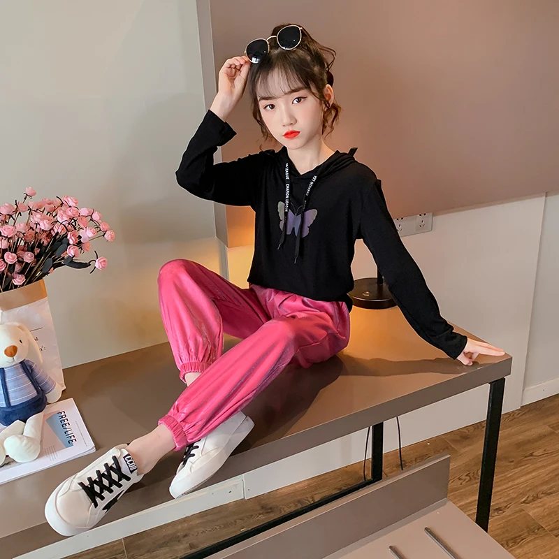 Ребенок для девочки 12 лет милый корейский стиль девочка бутик комплект одежды с