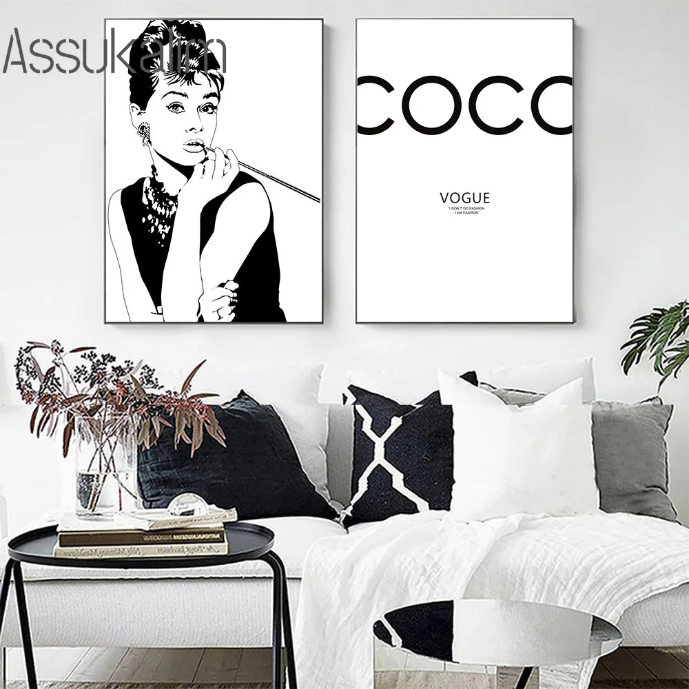 Постеры в скандинавском стиле черно белая Картина на холсте постеры для макияжа