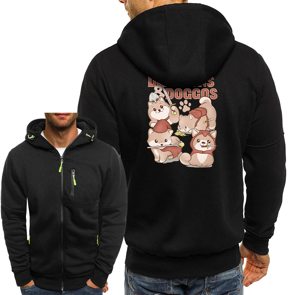 

Dungeons Doggos Cartoon Hooded Coat Men Casual Cute Zip Jakcets Autumn Harajuku Swaetshirts Outerwear Hip Hop Hooded Male Jacket