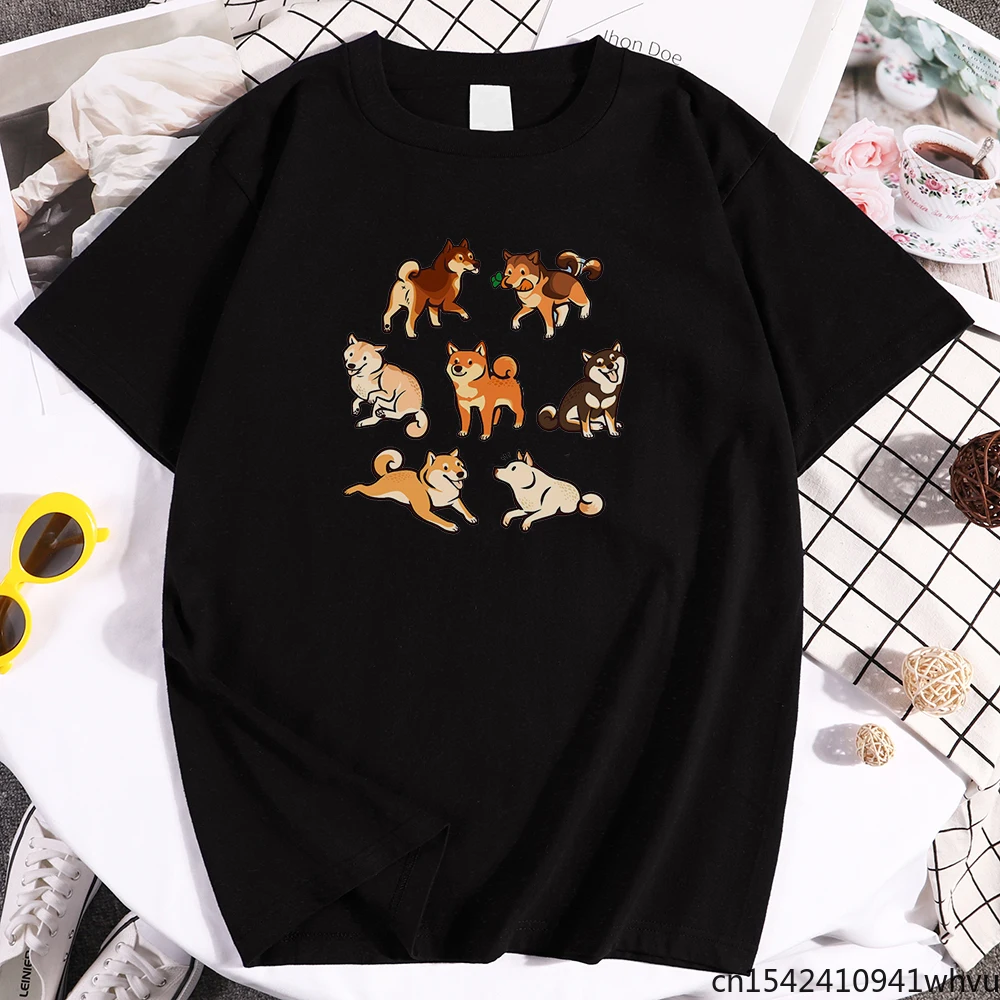 

Adorable Shiba Inu Dogs Printing women T-shirts Fashion Fit Travering Short Sleeved Cartoons Soft