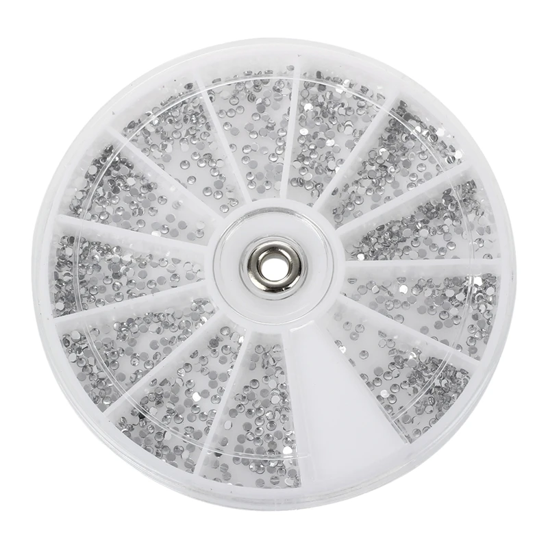 Серебристые Стразы коробки карусель кристалл ногтей маникюр Блеск 1 5 мм