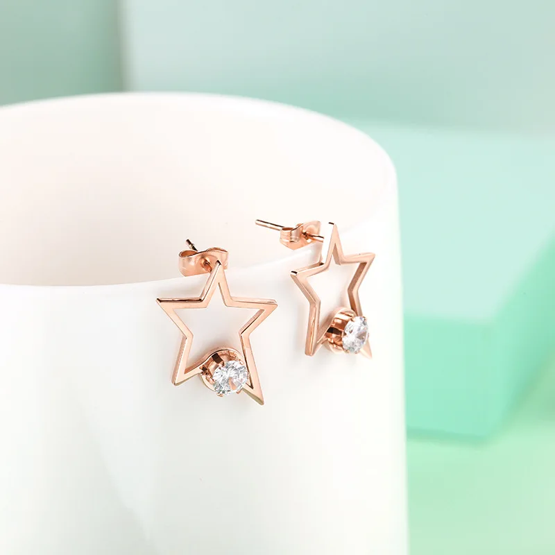 Серьги гвоздики из нержавеющей стали для женщин розовое золото форма