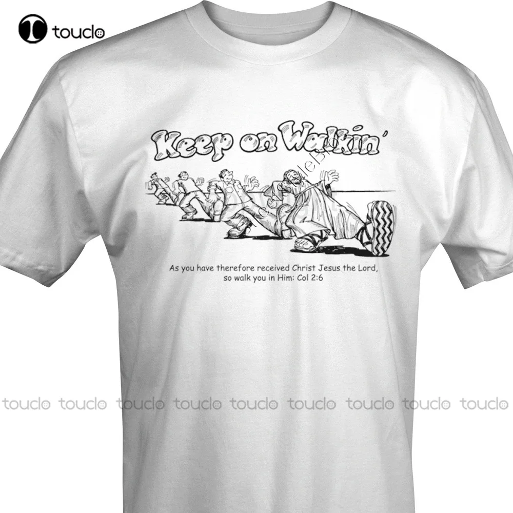 

Лидер продаж, модная мужская и женская футболка с надписью «Keep On Walk» и Иисусом, христианская религия, Подарочная футболка, модная забавная Н...