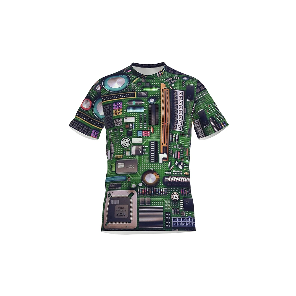 

Summer 2021 Men Sets Casual Short Sleeve Fun 3d Integrated Circuit Board Printing O-Neck Hip Hop T-Shirt Shorts Two Piece Set