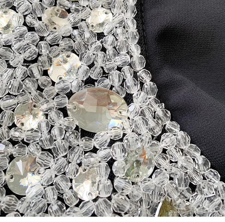 

Korean Fashion Black Sequined Beading Mini Dresses for Women Summer 2021 Runway Elegant Bow Sleeveless Vestido