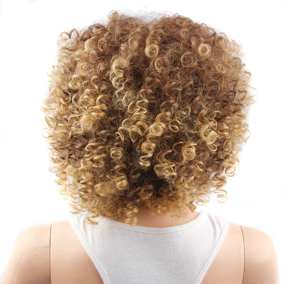 WEILAI короткий кудрявый афро парик для чернокожих женщин синтетические парики