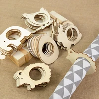 10pcs easter wooden napkin ring eggs hen rabbit table decoration napkin towel ring holder easter home party decor diy wood craft
