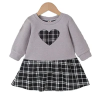 plaid print baby girl dress patchwork sweater dress casual long sleeve princess dress toddler girl clothing infant party dresses