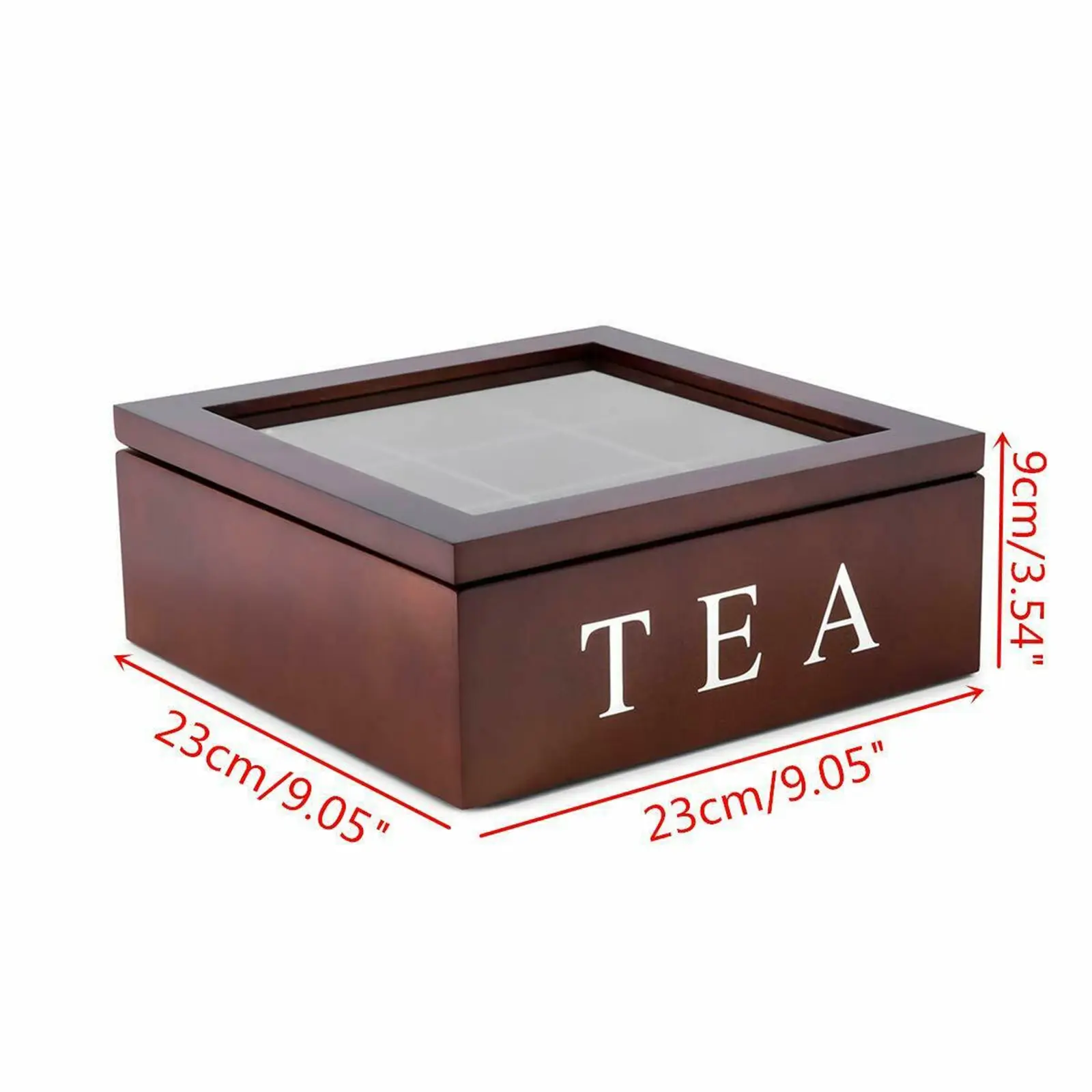 

Wooden Tea Box With Lid 9 Grids Retro Style Coffee Tea Bag Storage Rack Storage Box Transparent Top Lid Candies Cabinets Box