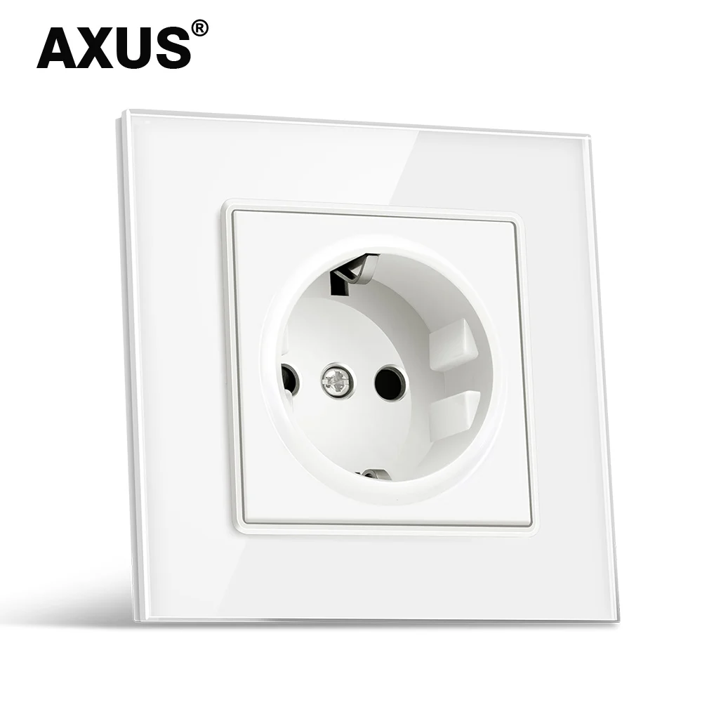 Электрическая розетка AXUS из закаленного стекла белого черного золотого серого