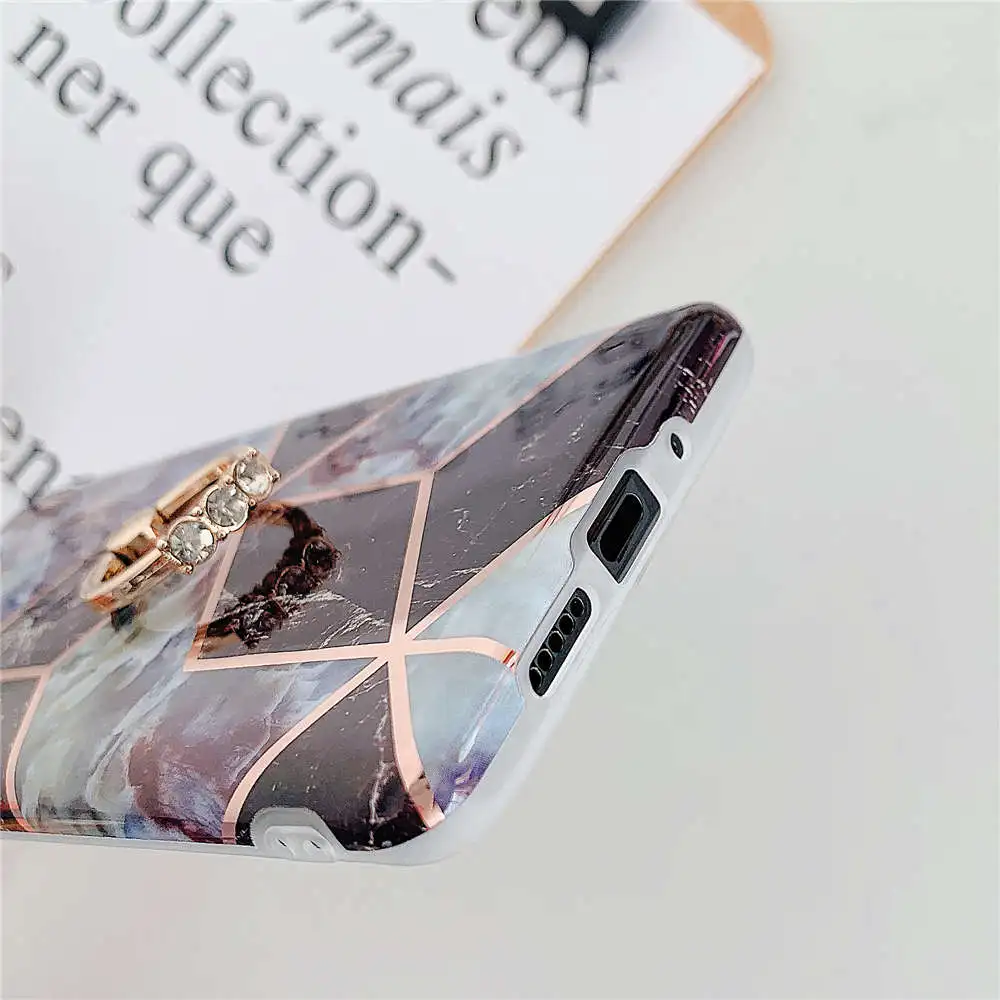 

Finger Ring Silicone Phone Cases For Huawei P40 Pro P20 P30 Lite Mate 30 20 Pro P20 Lite Case Cover Marble Plating Shell