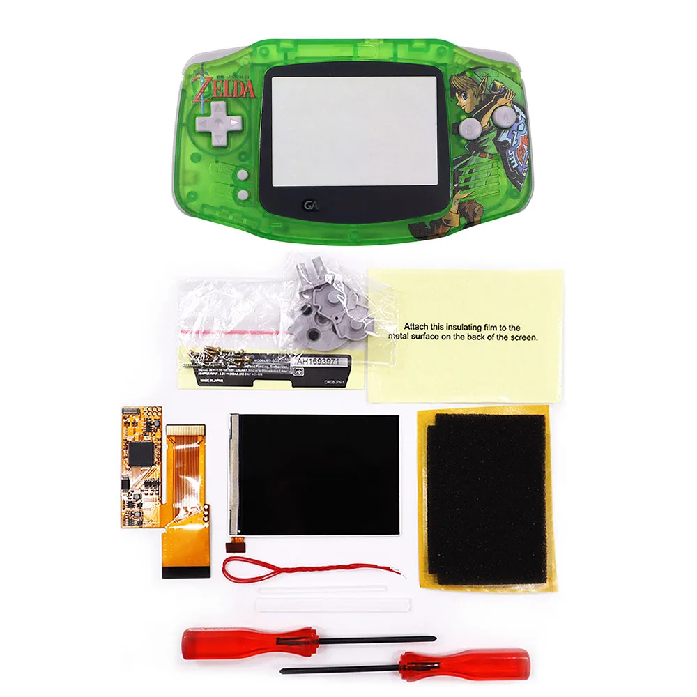 DIY IPS GBA LCD Display 10 Levels High Brightness Backlight for Nintend Gameboy Advance Console V2 version with pre-cut housing |