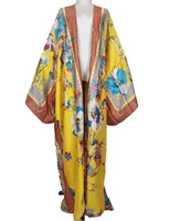 winnie popular bikini beach long sleeve bohemian silk kimonos for women casual comfortable european loungewear kaftan clothes