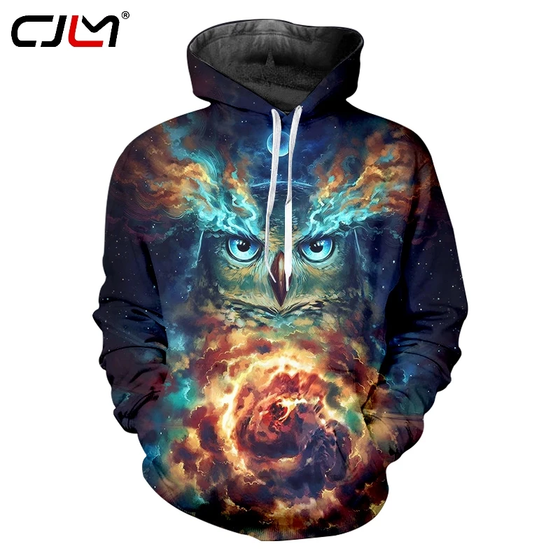 CJLM мужские толстовки с 3D принтом совы спортивные костюмы пуловеры качественная