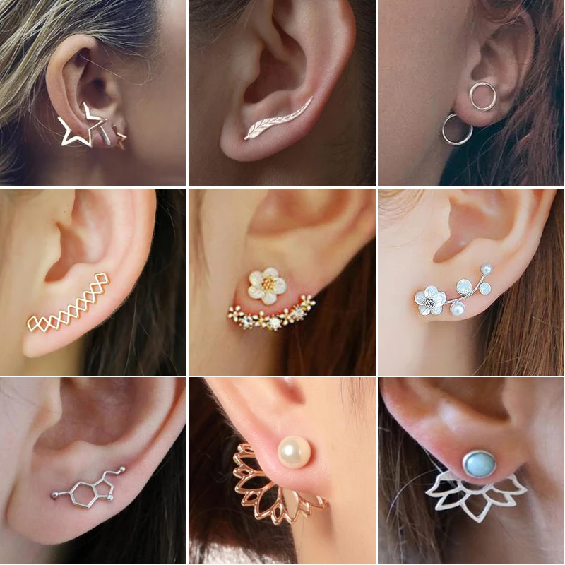 Женские серьги гвоздики с кристаллами и цветком модные ювелирные украшения со