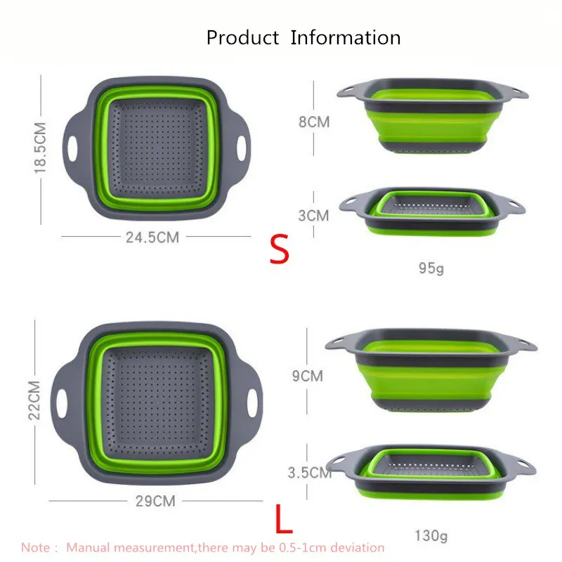 Складная корзина для мытья фруктов и овощей ситечко портативный силиконовый