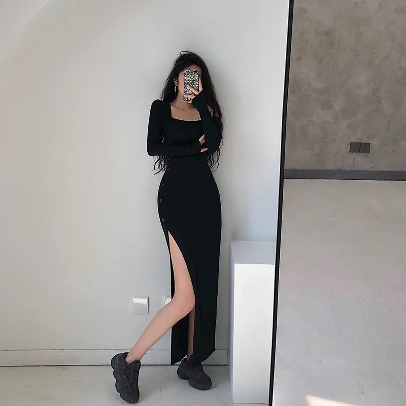 Новинка Осень 2020 облегающее Привлекательное платье на бедрах с косым плечом и