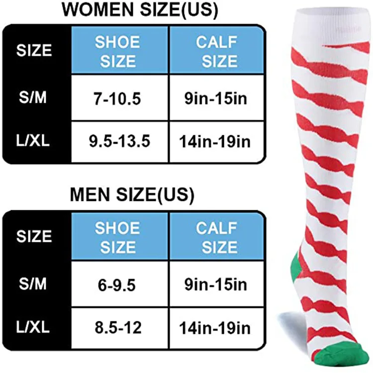 Christmas Compression Socks 6 Pairs Per Set Christmas Sport Sock Christmas Gift