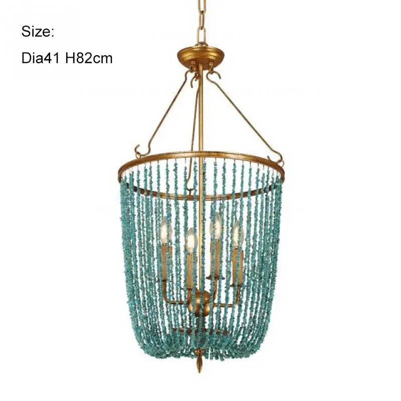 Green turquoise stones chandelier vintage gold retro golden suspension light fixture in kitchen bedroom foyer | Лампы и освещение