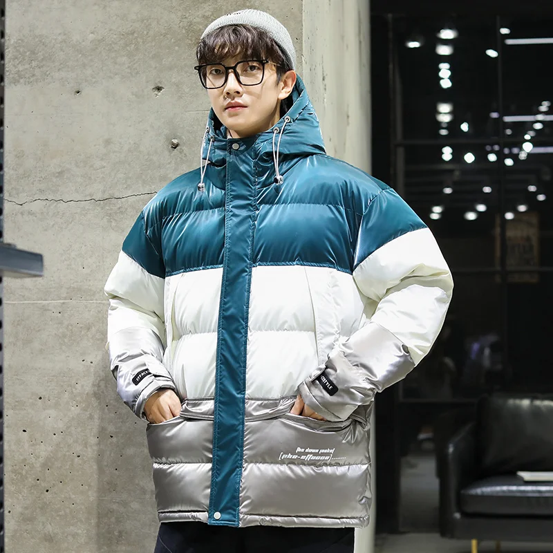 New down jacket couple short winter fashion trend 90% white duck down handsome versatile couple bread hooded coat hig quality