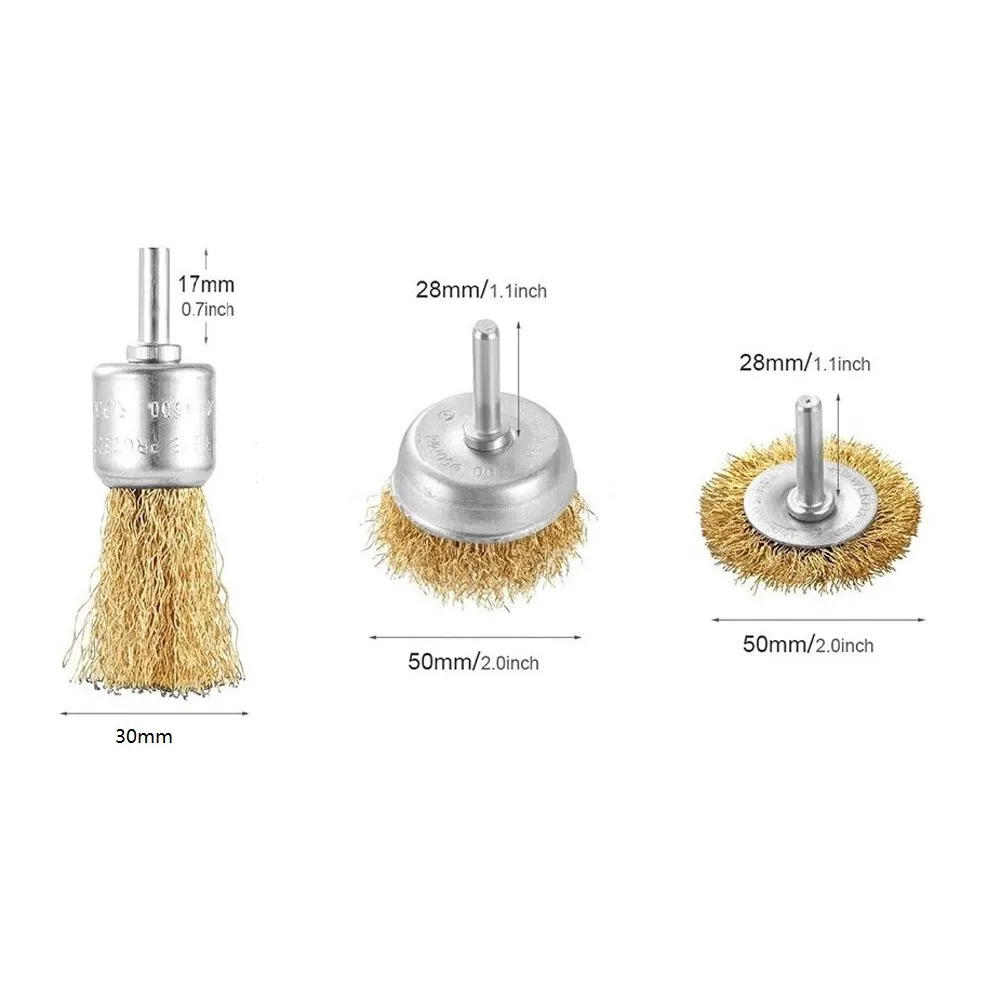 

3Pcs Brush Wire Brushes 30/50mm Wheel Brushes 6mm Shank Rust Remover Burring Tools For Grinder Electric Rotary Tool