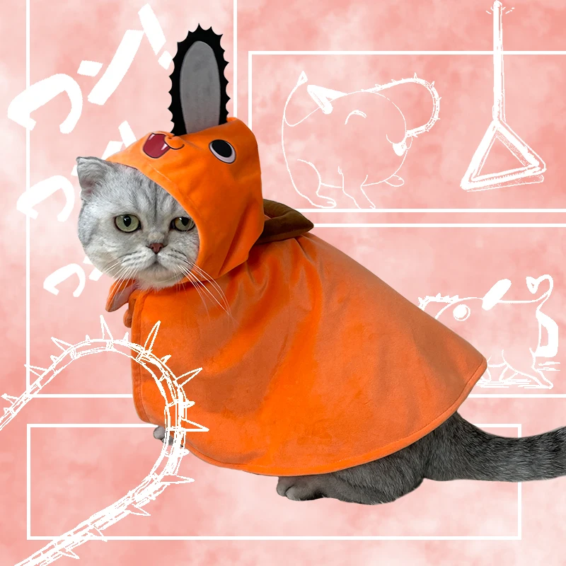 

Chainsaw Man Pet Dog Cat Cosplay Costumes Anime Cartoon Cloak Cape