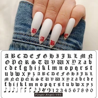 1pc 2021 letter words nail art stamping template 126cm finger angel nail stamp manicure stencil set for nails stamp plates t22