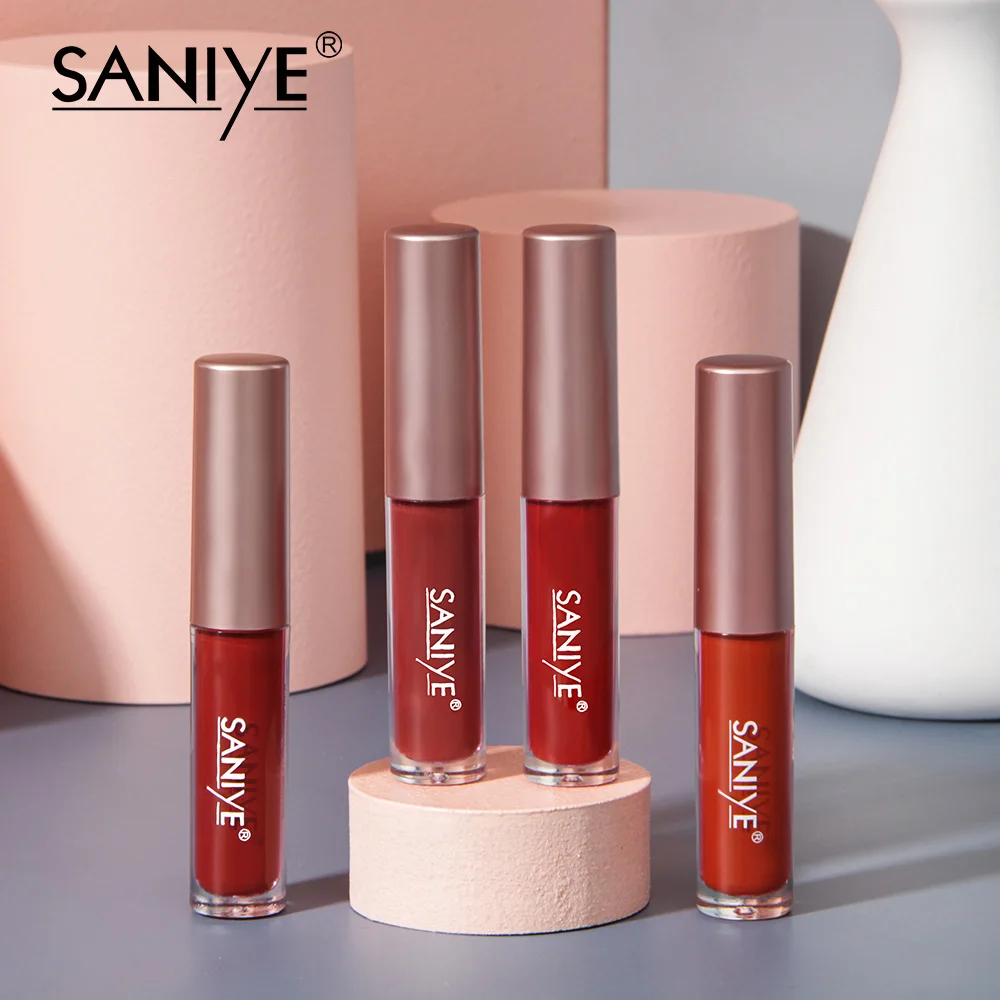 

SANIYE 2Pcs/set Lip Gloss Matte Lip Gloss Waterproof Long Lasting Natural Moisturizer Makeup Red Lip Gloss Cosmetic Lipstick