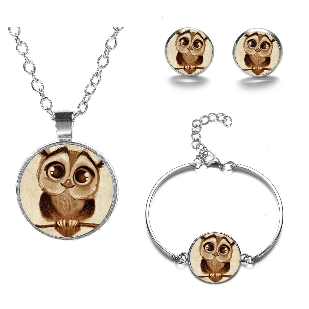 Набор ювелирных изделий из ожерелья браслета и сережек с подвеской в виде синей