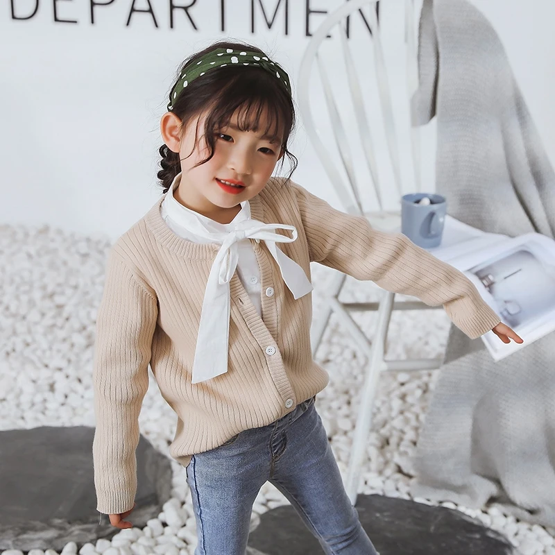 Осенний однотонный кардиган для маленьких мальчиков и девочек от 1 до 7 лет