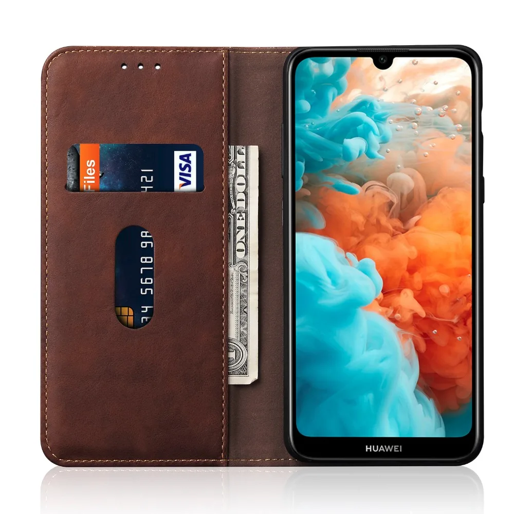 Для huawei Y6 Y5 Lite Y7 Prime чехол роскошный чехол из искусственной кожи с крышкой удерживаемой магнитом держатель для карт чехол для huawei Y7 Pro Y9 чехол