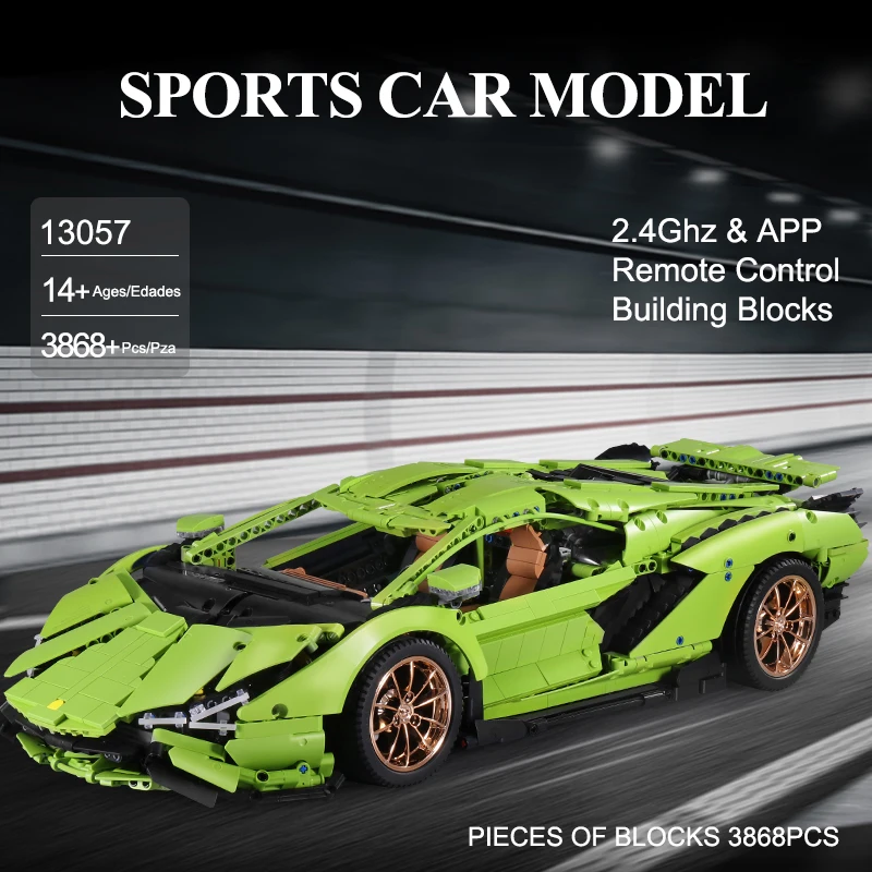 

MOULD KING City Racing 13057S Sports Car Technology Car Model APP Remote Control Educational Building Blocks Children's Toy Gift