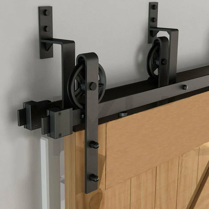 

Rail Sliding Door Bracket Double Track Hanger Tool Barn Hardware Black