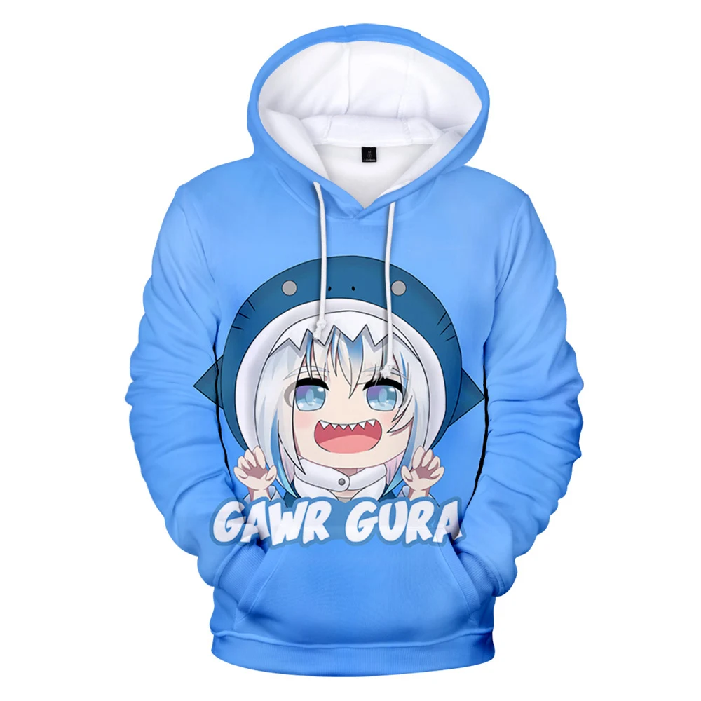 

Gawr Gura-3D Girls T-shirt for Kids/Adults Pullover Hip Hop Little Shark Japanese Cartoon Sweatshirts Hoodies for teen girls