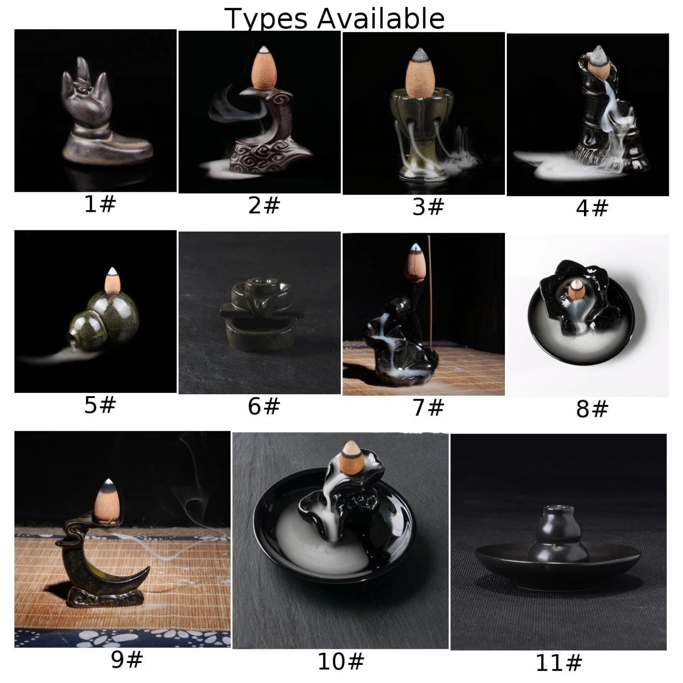 

Waterfall Porcelain Backflow Ceramic Incense Burner Holder Buddhist Gift UK New