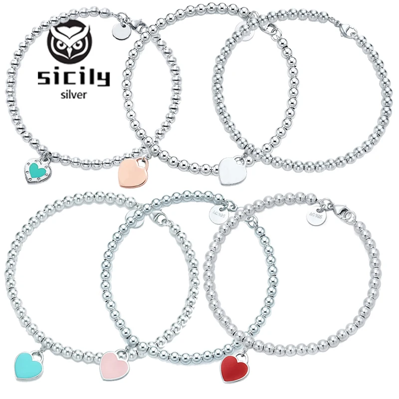 Sicily, высокое качество,,, серебро 925 пробы, tiff, сердце, браслет для женщин, Классическая мода, темперамент, роскошные ювелирные изделия
