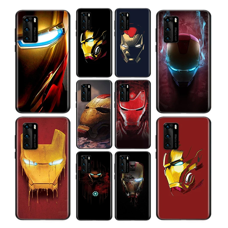 

Phone Case Marvel Iron Man Helmet For Huawei P40 P30 P20 P50 Pro Plus P10 P9 P8 Lite 2019 2017 RU E Mini Soft Black Cover