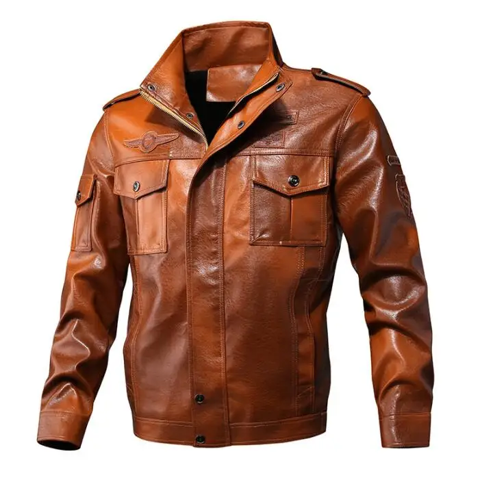 Black brown mens leather jacket slim motorcycle coat men jackets plus velvet thicken clothes personalized jaqueta de couro