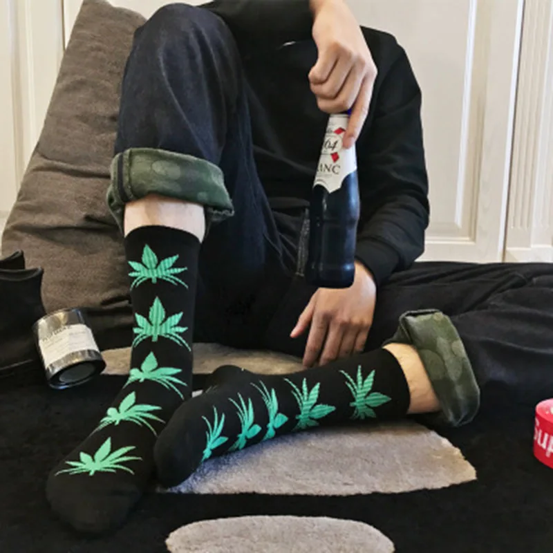 Модные удобные высокого качества хлопковые Льняные носки лист в виде кленового