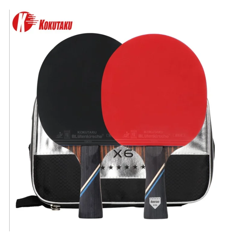 

Профессиональная ракетка для пинг-понга KOKUTAKU ITTF 4/5/6 звезды, карбоновая ракетка для настольного тенниса, ракетка для летучей мыши в резиново...