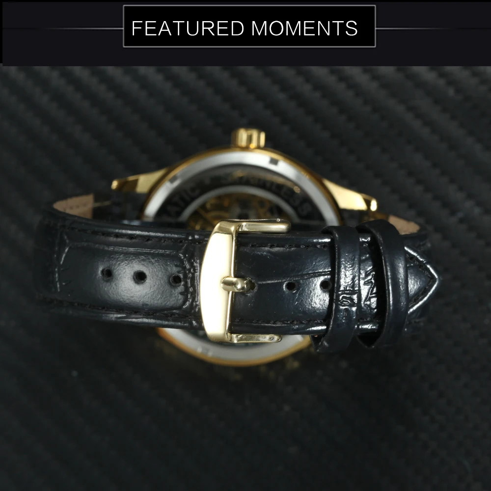 Часы наручные WINNER Мужские механические модные роскошные золотистые