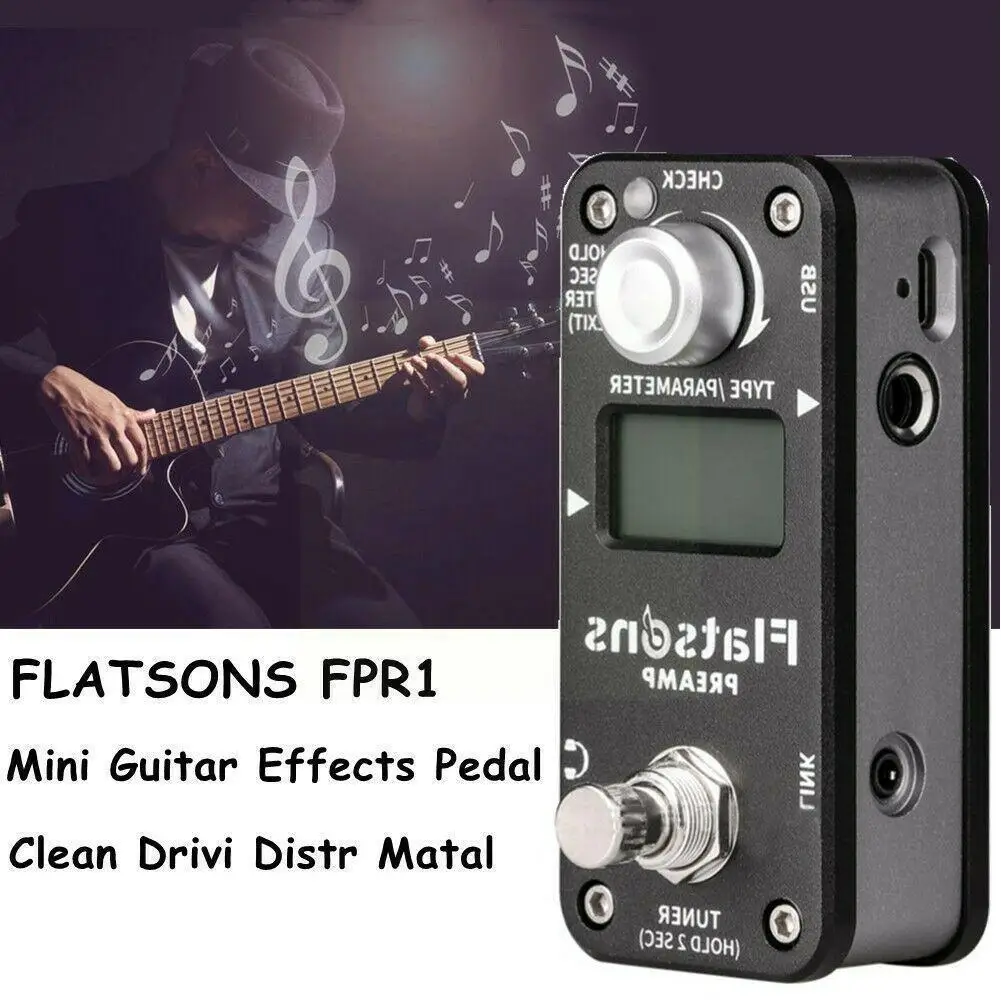 

Черный неозвученный металлический эффектор с искажением перегрузки и шумовой дверью, универсальный для гитарных бас-педалей, запчасти, акс...