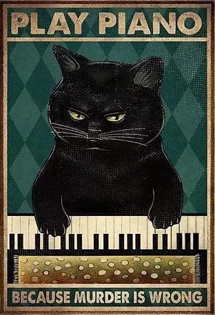 

Cat Music Retro Poster,Metal Tin Sign Of Cat Play Piano Style,Vintage Coffee and Bar Music Wall Art Decor Aluminum Painting