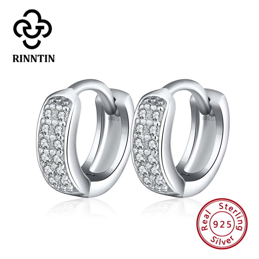 Женские серьги-кольца из серебра 925 пробы с фианитом | Украшения и аксессуары