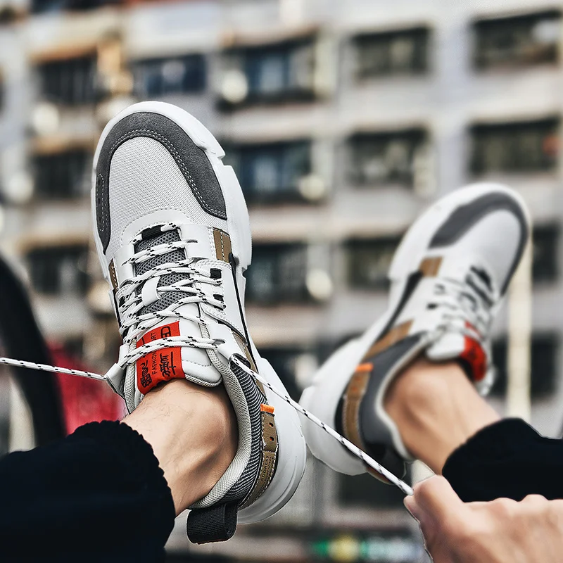 Guochao папа обувь ins в Корейском стиле мужские туфли сеточку кроссовки плотно