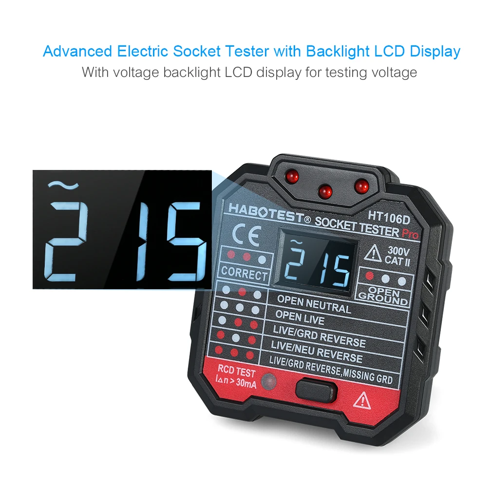 Штепсельная Вилка стандарта Великобритании и ЕС тестер розетки er HABO HT106