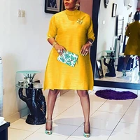 2022 new summer clothes for women dress half sleeve straight loose yellow pullovers elegant office work business dress midi ol