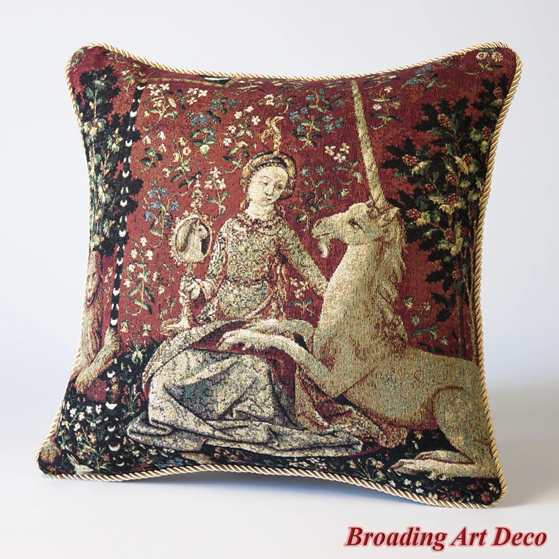 

Чехол для подушки BROADING ART DECO Lady & Unicorn, жаккард, хлопок, 45x45см