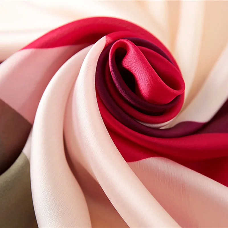 

Women Imitation Silk Scarf Patchwork Pattern Shawls Office Lady Wraps Female Headscarf Beach Bandana Beautiful Gift 90x180cm